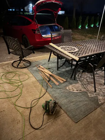 Cutting the fiberboard to size with a bandsaw